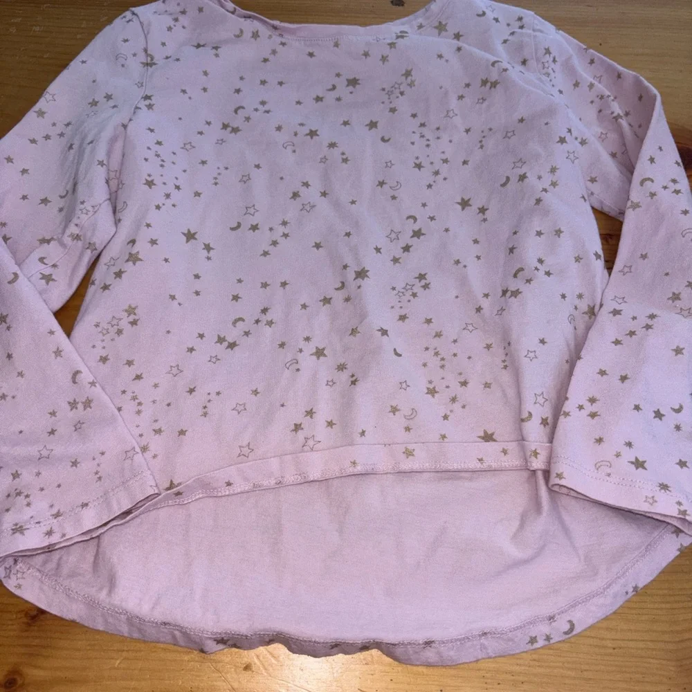 Old Navy Girls Pink Long Sleeve Tee Gold Star Print Size 10